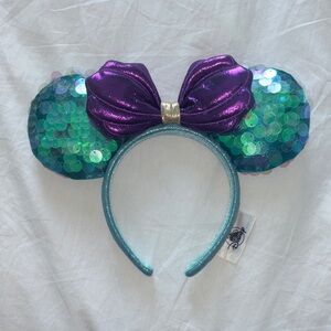 Disney Purple and Green Sequin Minnie Mouse Ears. The Little Mermaid